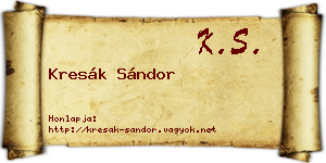 Kresák Sándor névjegykártya