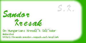 sandor kresak business card